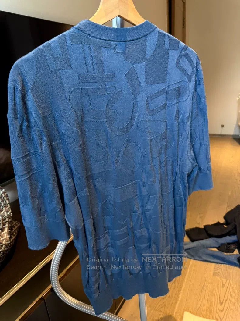 Hermes Hermes Blue patterned knit T-shirt, 100% wool Size US M / EU 48-50 / 2 - 5 Thumbnail