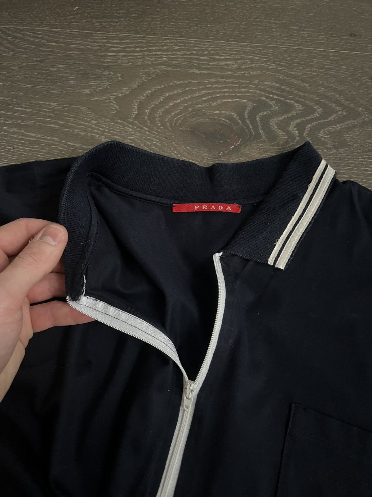 Prada Zip Polo Navy White Size US L / EU 52-54 / 3 - 3 Thumbnail