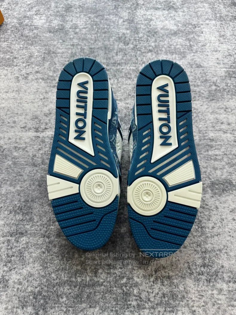 Louis Vuitton Louis Vuitton New Blue and White Denim Embossed shoes Size US 8 / EU 41 - 7 Thumbnail