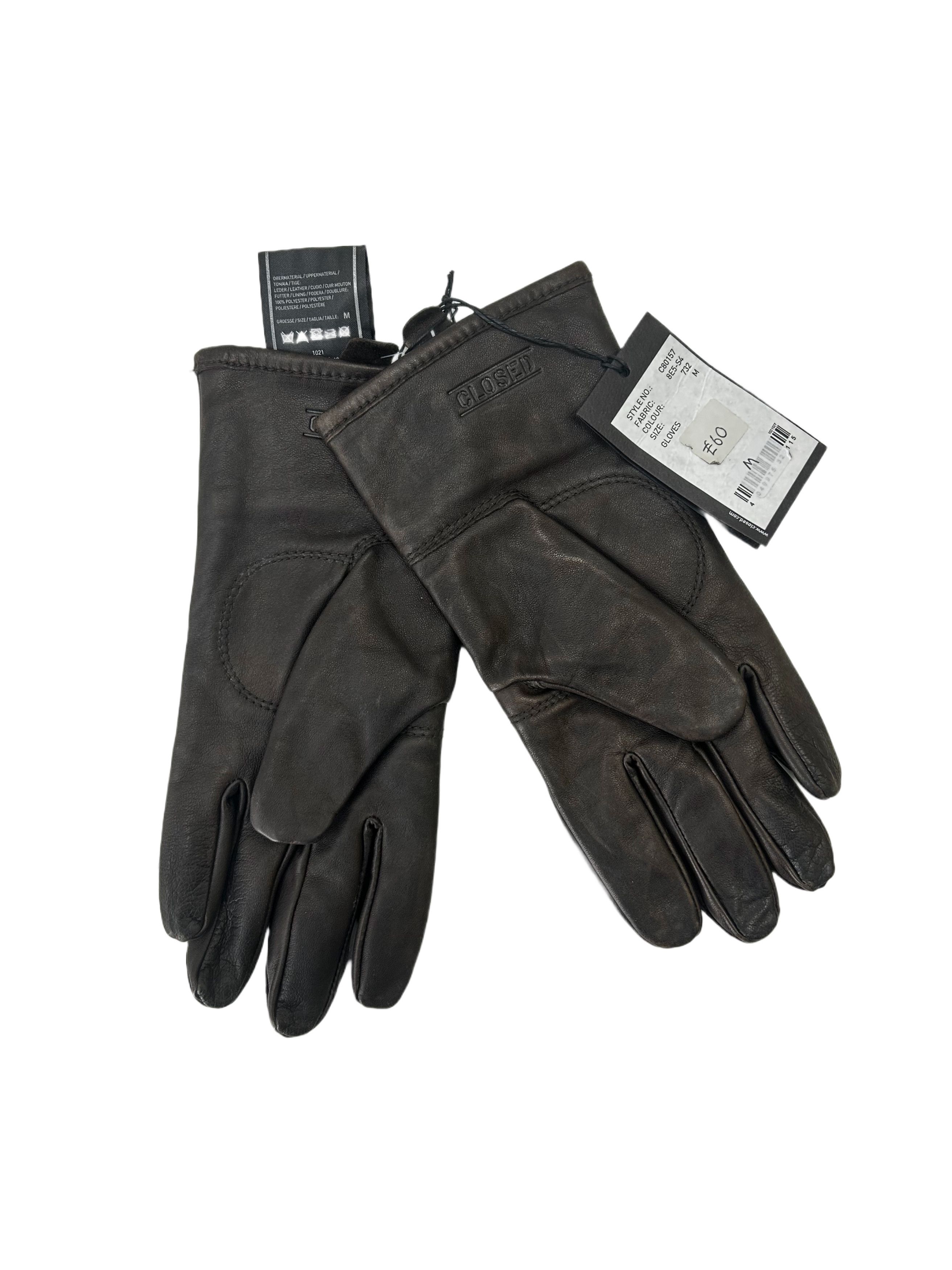 CLOSED Closed Brown Leather Gloves With Lining Size 32 - 2 Thumbnail