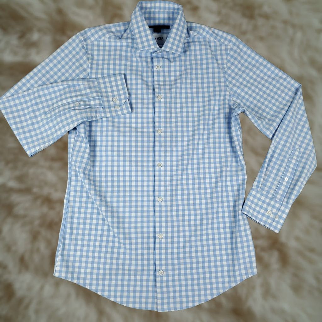 Mizzen+Main Mizzen+Main Shirt Mens Small Blue Plaid Stretch Button Up Long Sleeve Size US S / EU 44-46 / 1 - 1 Thumbnail