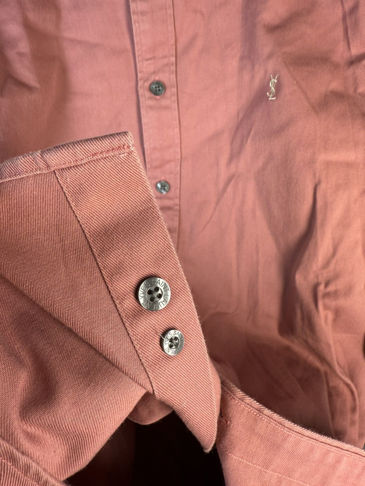 Yves Saint Laurent Pinky Heavy YSL Shirt Cotton Size US M / EU 48-50 / 2 - 22 Thumbnail