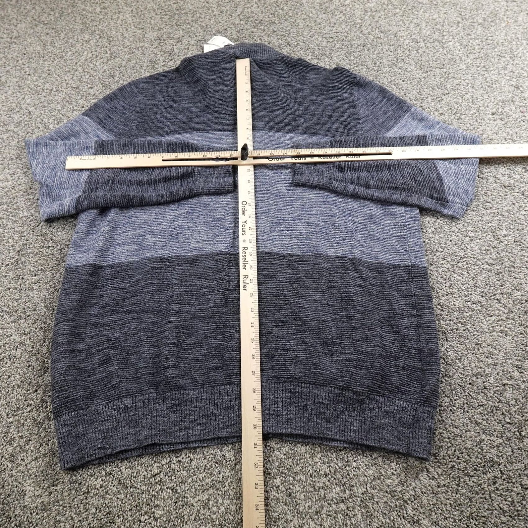 Banana Republic Banana Republic Sweater Cardigan Mens 2XL Blue Stripe Mock Neck Knit Cotton Button Pockets - Striped Knit Cardigan with Mock Neck, Long Sleeve, Casual Size US XXL / EU 58 / 5 - 7 Thumbnail
