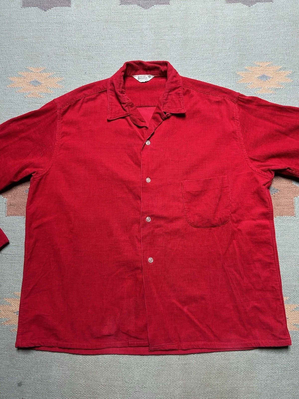 Vintage Vtg 50s button shirt loop collar corduroy rockabilly large Size US L / EU 52-54 / 3 - 2 Thumbnail