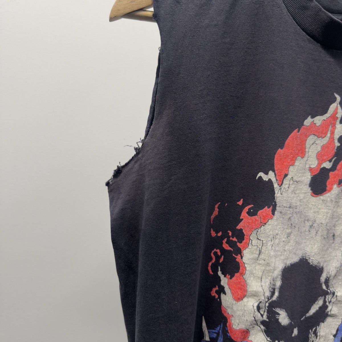 Vintage 90s Ghost Rider Flame Skull Cut Off Grunge Thrashed Faded Size US S / EU 44-46 / 1 - 6 Thumbnail