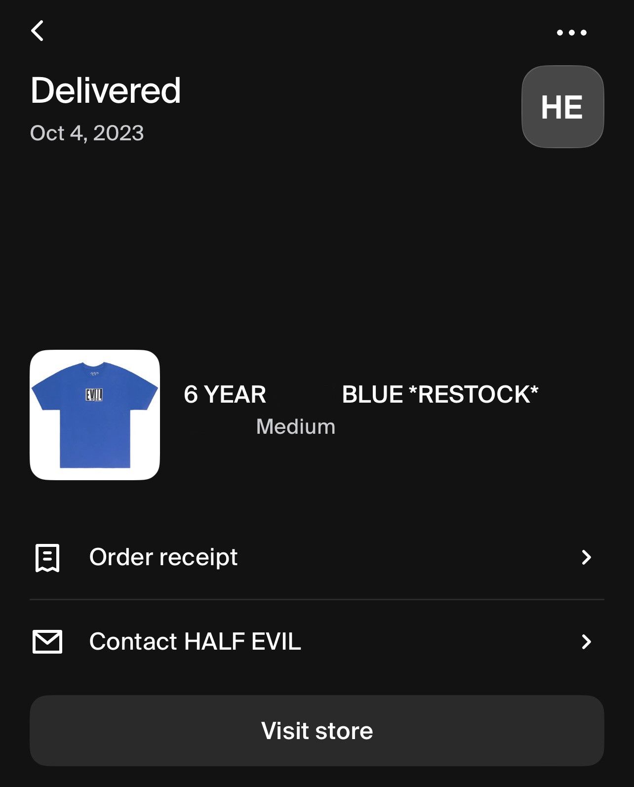 Half Evil HALF EVIL - 6 YEAR TEE **RESTOCK** (BLUE) MEDIUM Size US M / EU 48-50 / 2 - 3 Thumbnail