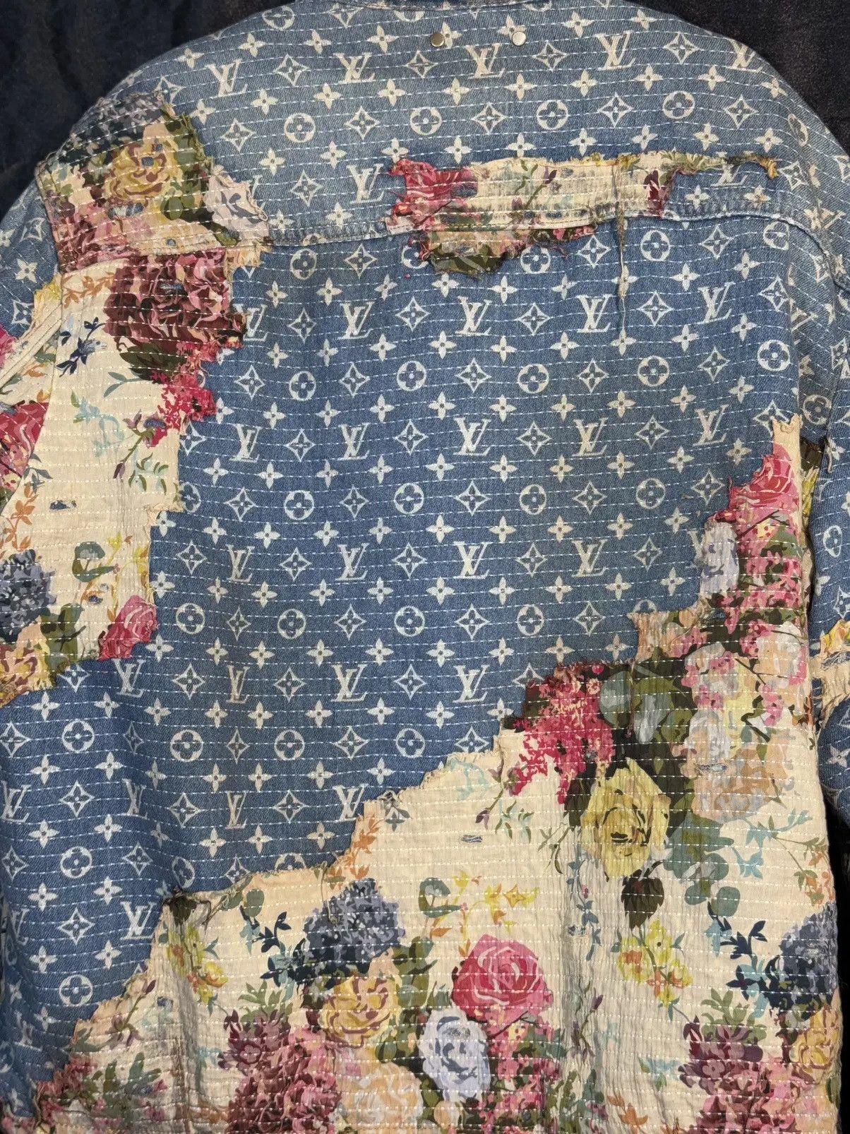 Louis Vuitton Blue Monogram Distressed Floral Workwear Jacket Size US L / EU 52-54 / 3 - 6 Thumbnail