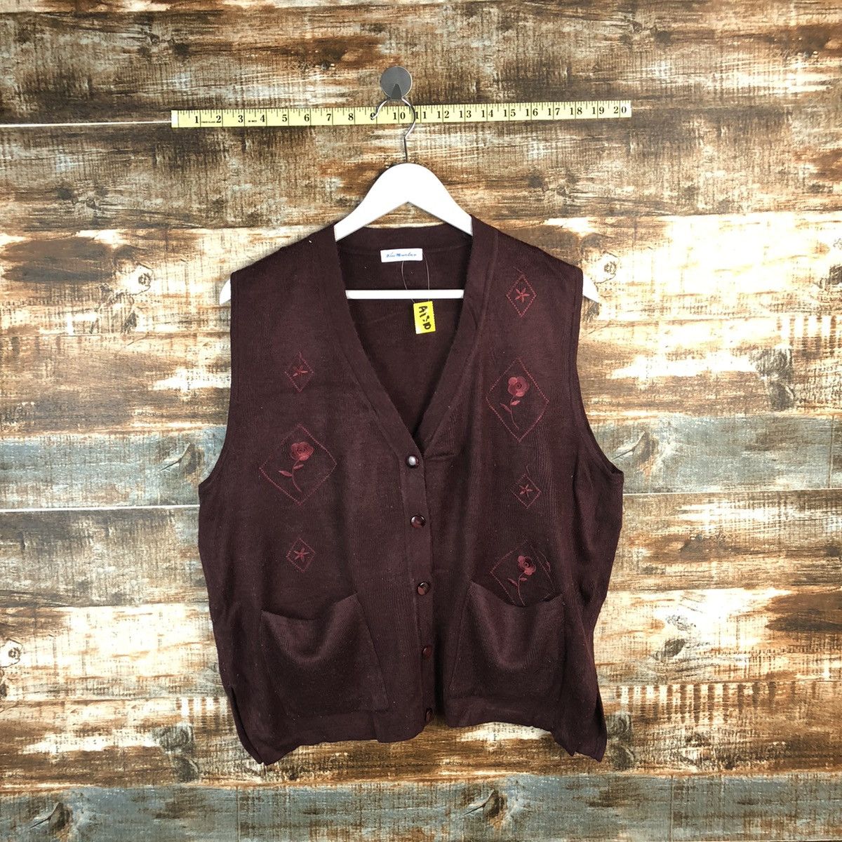 Homespun Knitwear × Japanese Brand Blue Motion Maroon vintage Vest Knitwear #A1310 Size M / US 6-8 / IT 42-44 - 1 Thumbnail