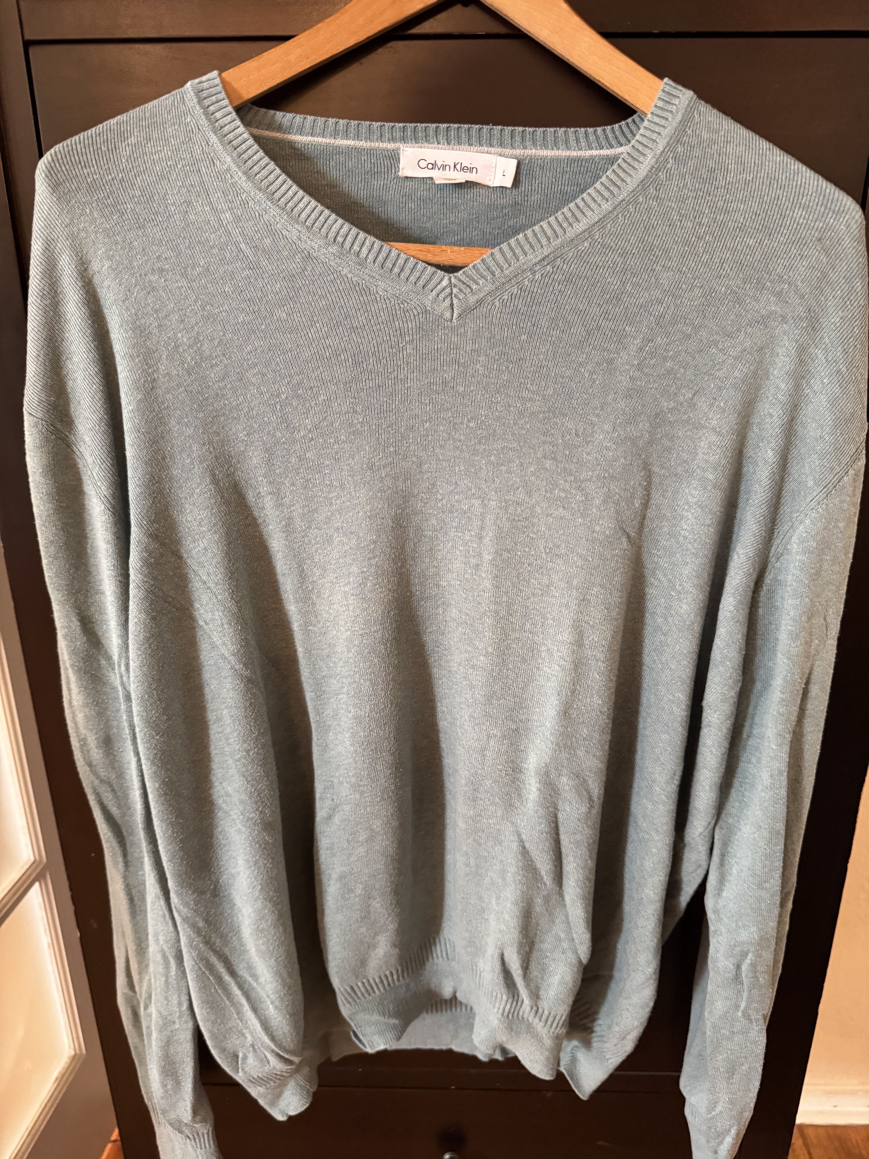 Calvin Klein Calvin Klein Light Blue Cotton Sweater. Size L Size US L / EU 52-54 / 3 - 1 Thumbnail