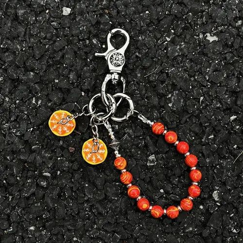 Jewelry Red Orange Tropical Keychain, y2k Keychain Size ONE SIZE - 3 Thumbnail