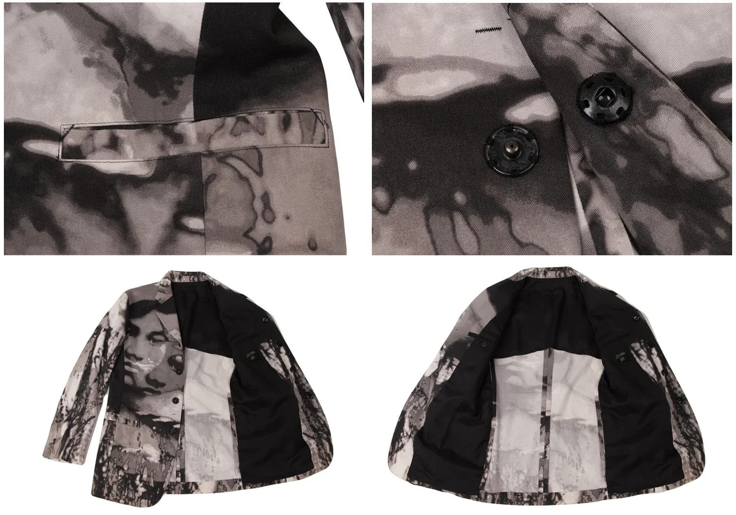 Jean Paul Gaultier Face Graphic Snap Button Jacket in White and Gray Size US M / EU 48-50 / 2 - 8 Thumbnail