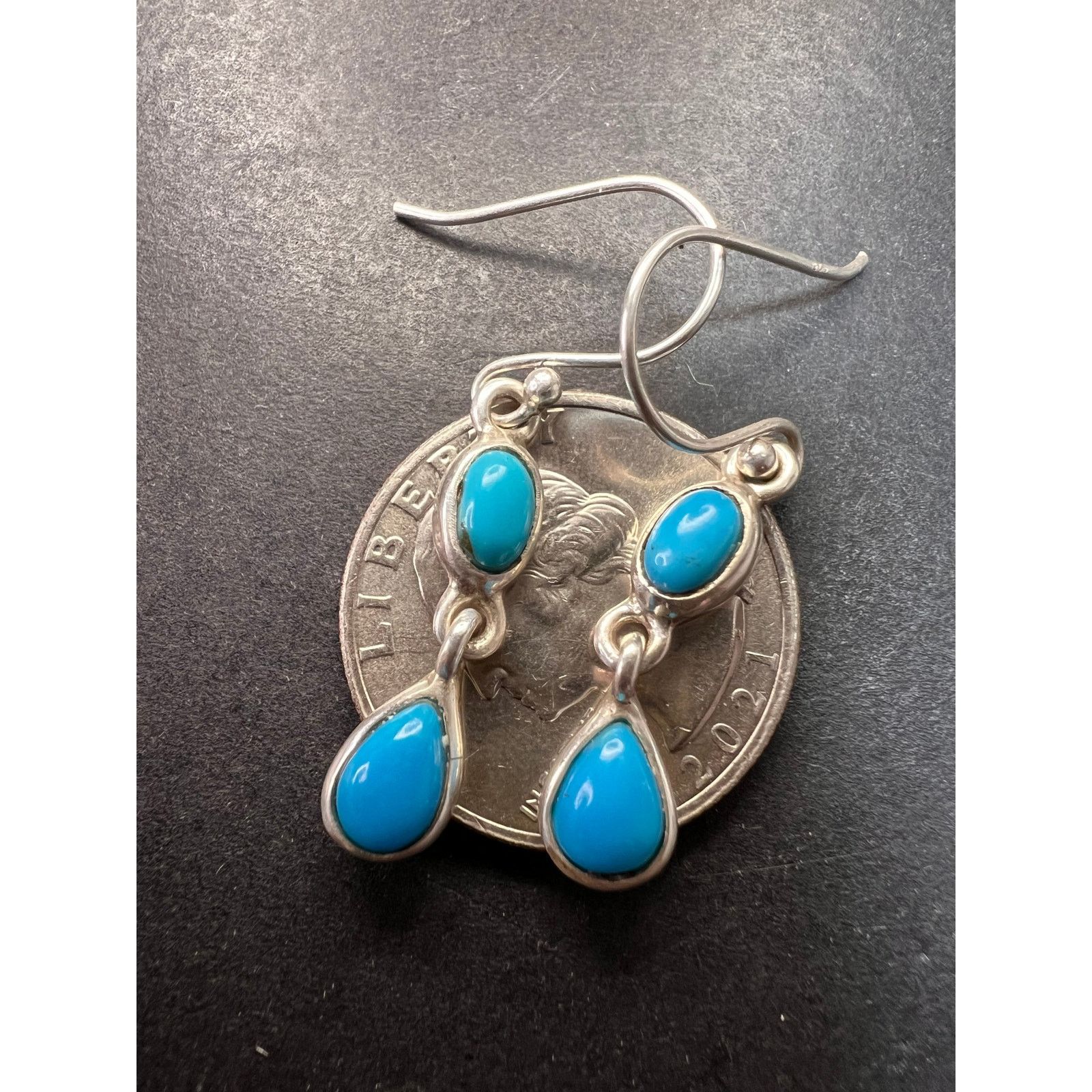 Other NEW Sleeping Beauty turquoise 925 silver earrings 2.94 grams Size ONE SIZE - 2 Thumbnail