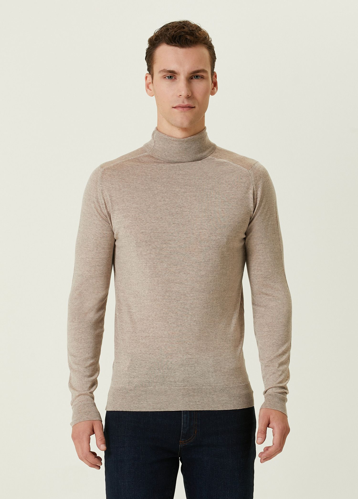 John Smedley JOHN SMEDLEY Cherwell beige wool turtleneck sweater Medium Size US M / EU 48-50 / 2 - 2 Thumbnail