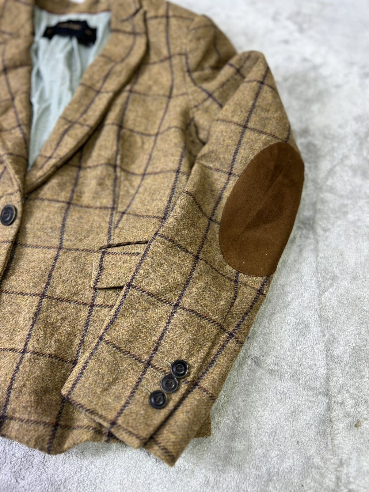Zara Zara Basic Lambswool Windowpane Blazer Brown Elbow Patch Size M / US 6-8 / IT 42-44 - 4 Thumbnail