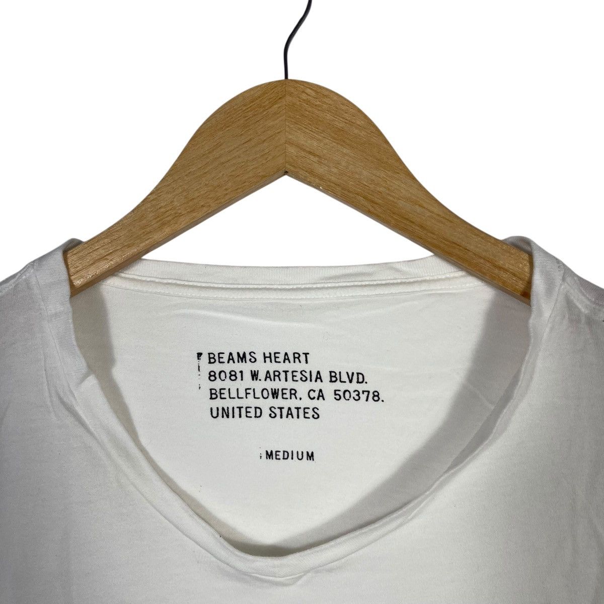 Beams Plus Beams Heart White V-Neck Minimal Tee Japanese Designer Size US M / EU 48-50 / 2 - 3 Thumbnail
