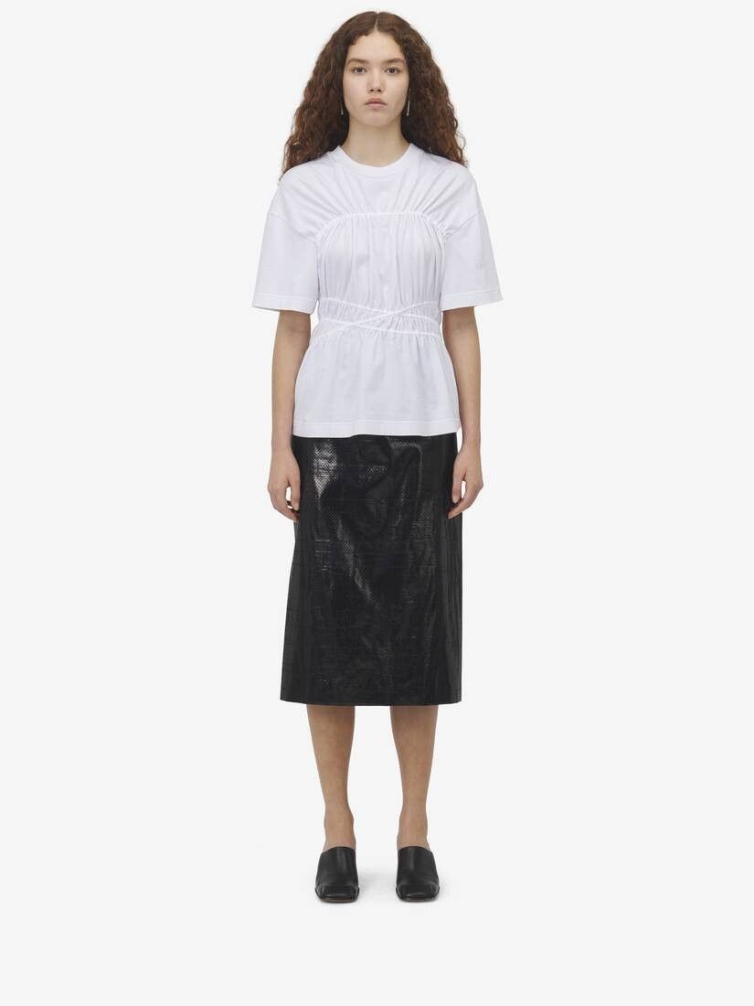 Alexander McQueen o1srvl11e0326 Gathered T-Shirt in White Size L / US 10 / IT 46 - 3 Thumbnail