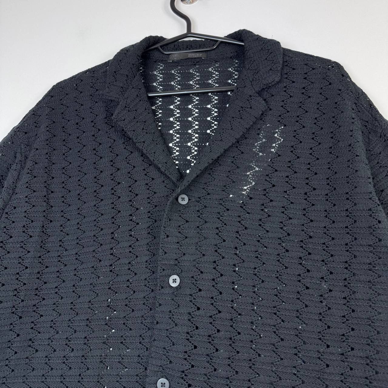 Zara Zara Knit Short Sleeve Shirt Navy Open Knit Mens Size L Size US L / EU 52-54 / 3 - 2 Thumbnail