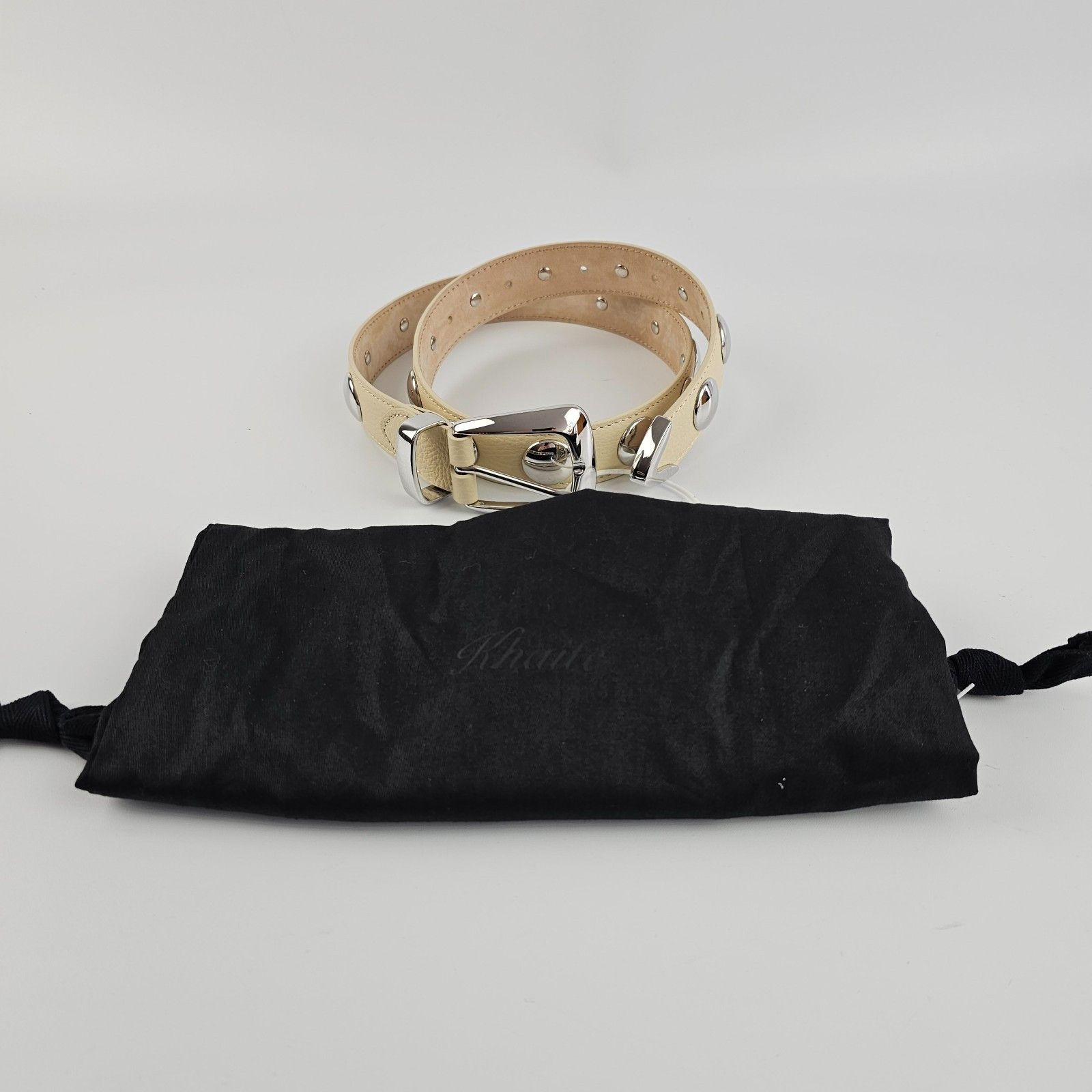 KHAITE KHAITE Benny Dark Ivory Leather Silver Studs Belt Size ONE SIZE - 3 Thumbnail
