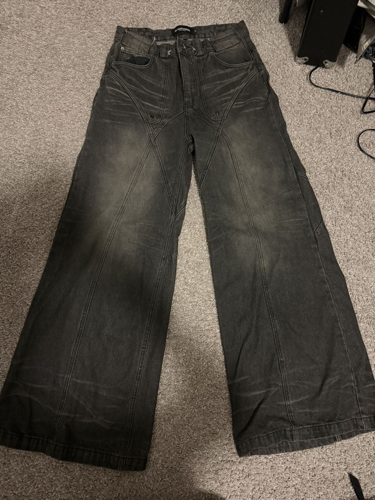 No Faith Studios Nofaithstudio sun faded dune baggy denim | Grailed