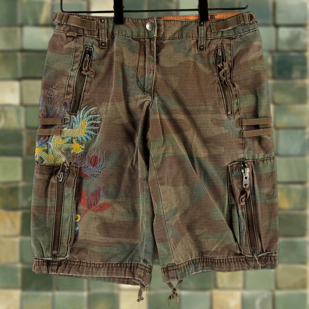 Da-nang Shorts Ripstop Embroidered Military Style Womens XS Cargo 30 Actual Green Women XS