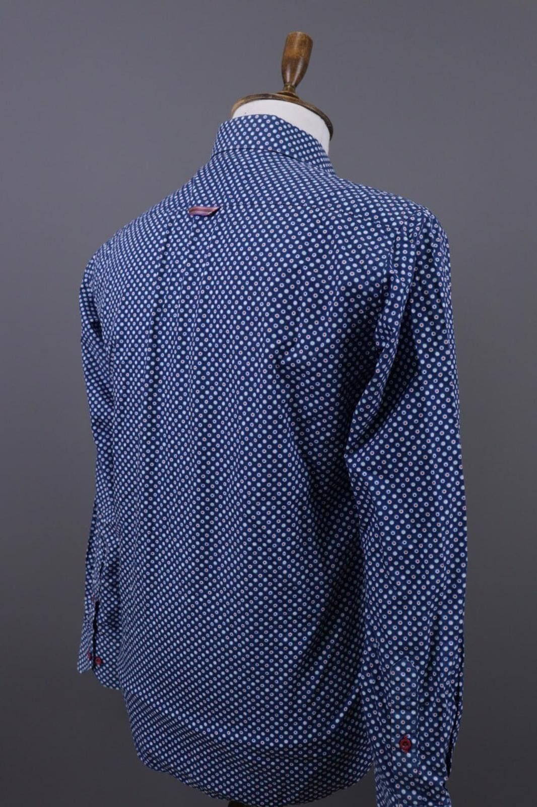 Designer CLAUDIO LUGLI Blue Dotted Button Down Shirt Size M Size US M / EU 48-50 / 2 - 12 Thumbnail