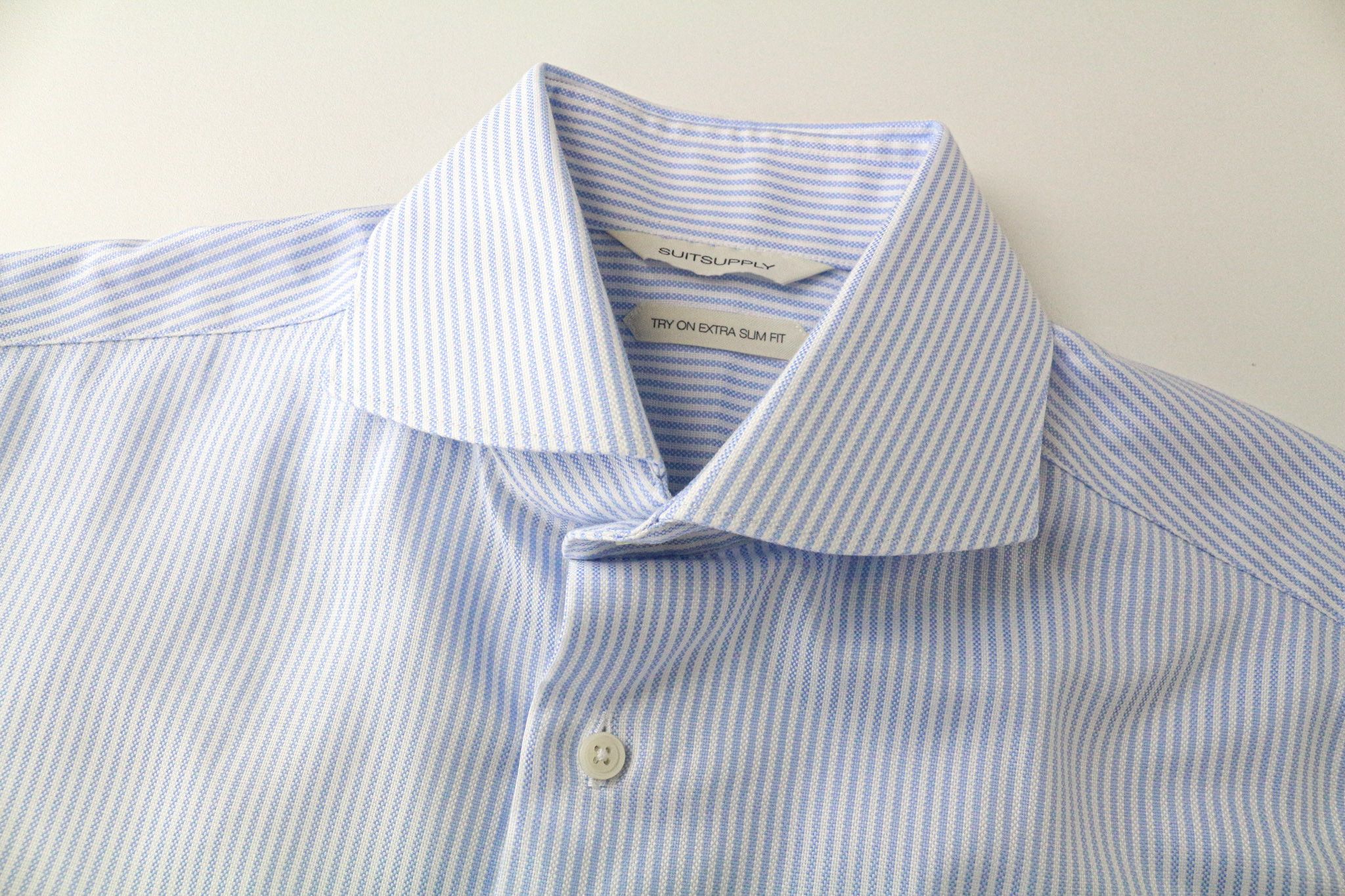 Suitsupply 37/14 1/2 Extra Slim Blue Cotton Stripe Shirt 79246 Size 36R - 3 Thumbnail
