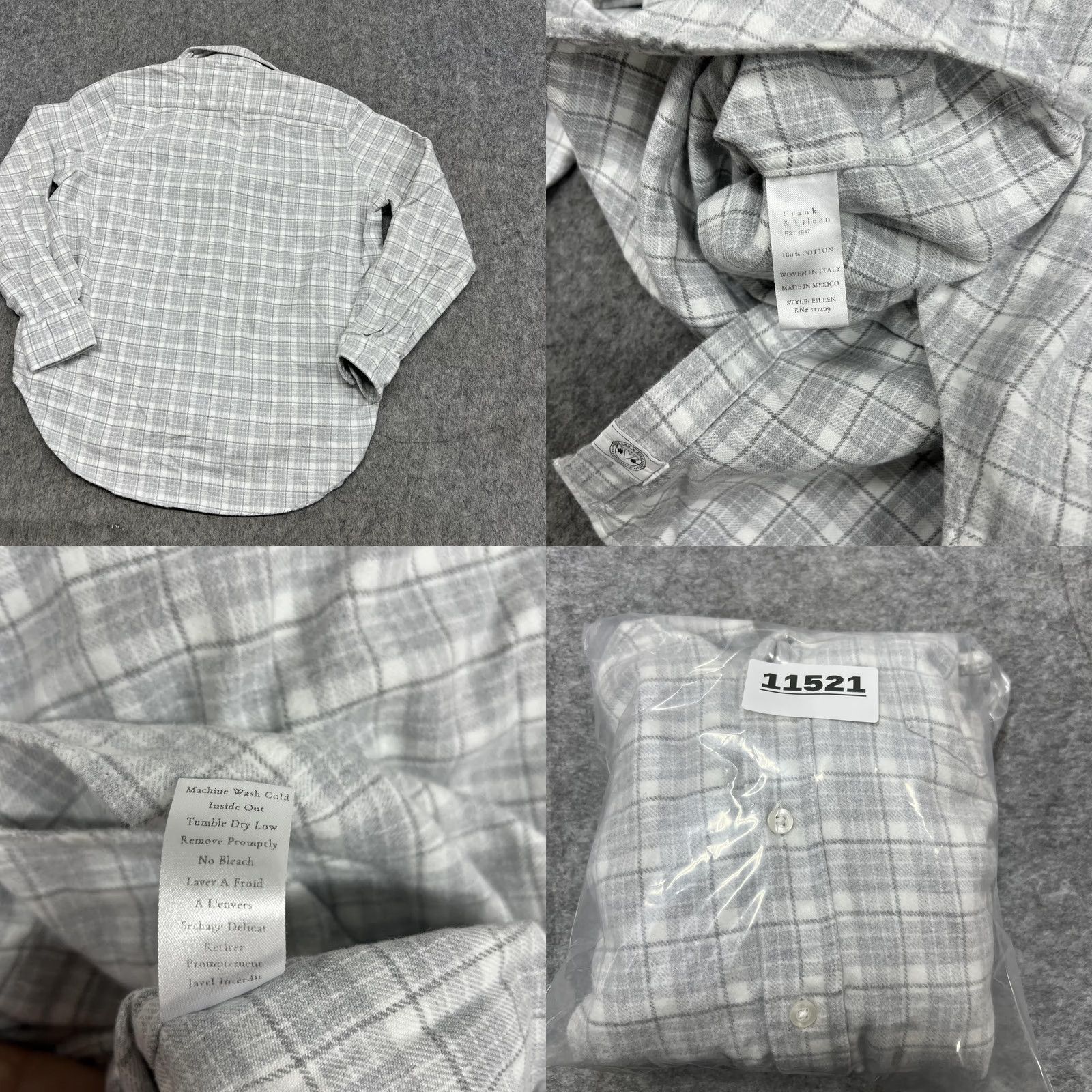 Frank & Eileen Frank & Eileen Shirt Womens XS Gray Plaid Italian Flannel Button Relaxed Eileen Size XS / US 0-2 / IT 36-38 - 10 Thumbnail