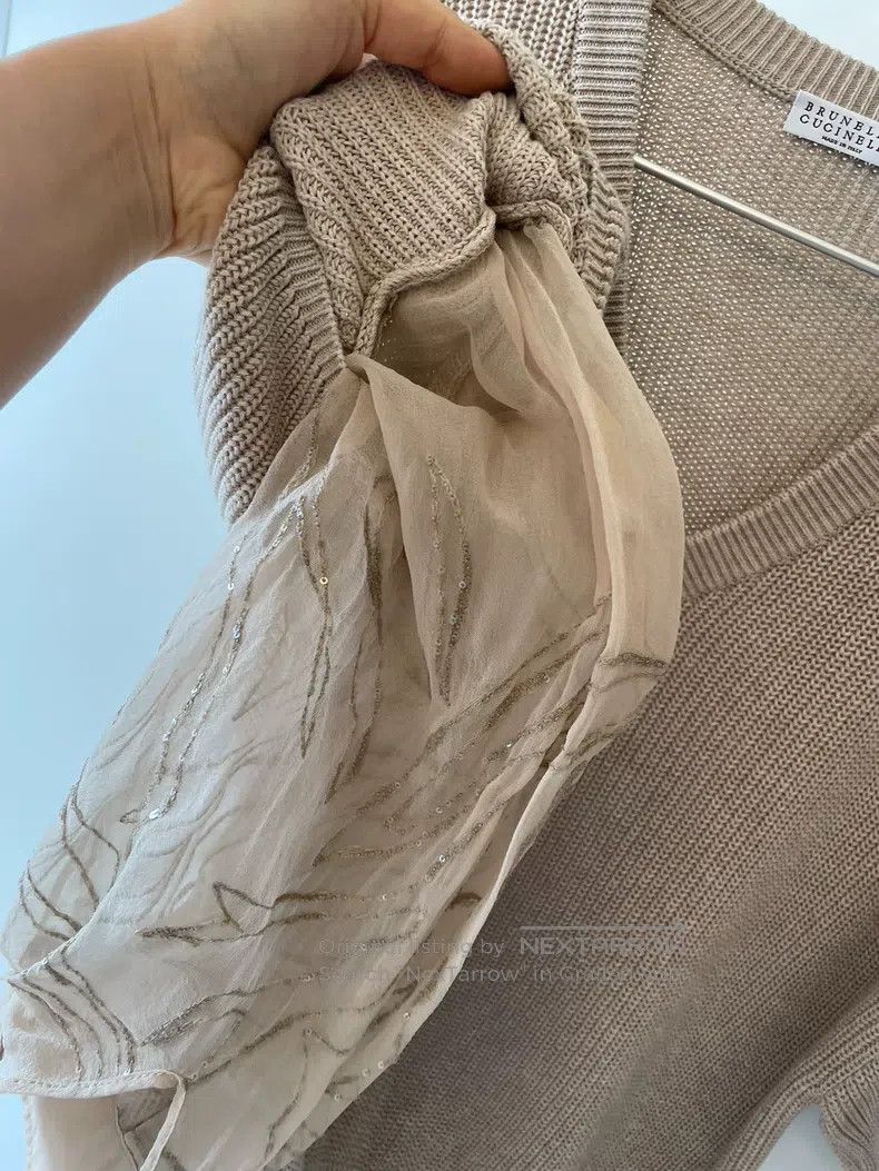 Brunello Cucinelli Brunello Cucinelli Patched Knit Sweater Size XS / US 0-2 / IT 36-38 - 3 Thumbnail