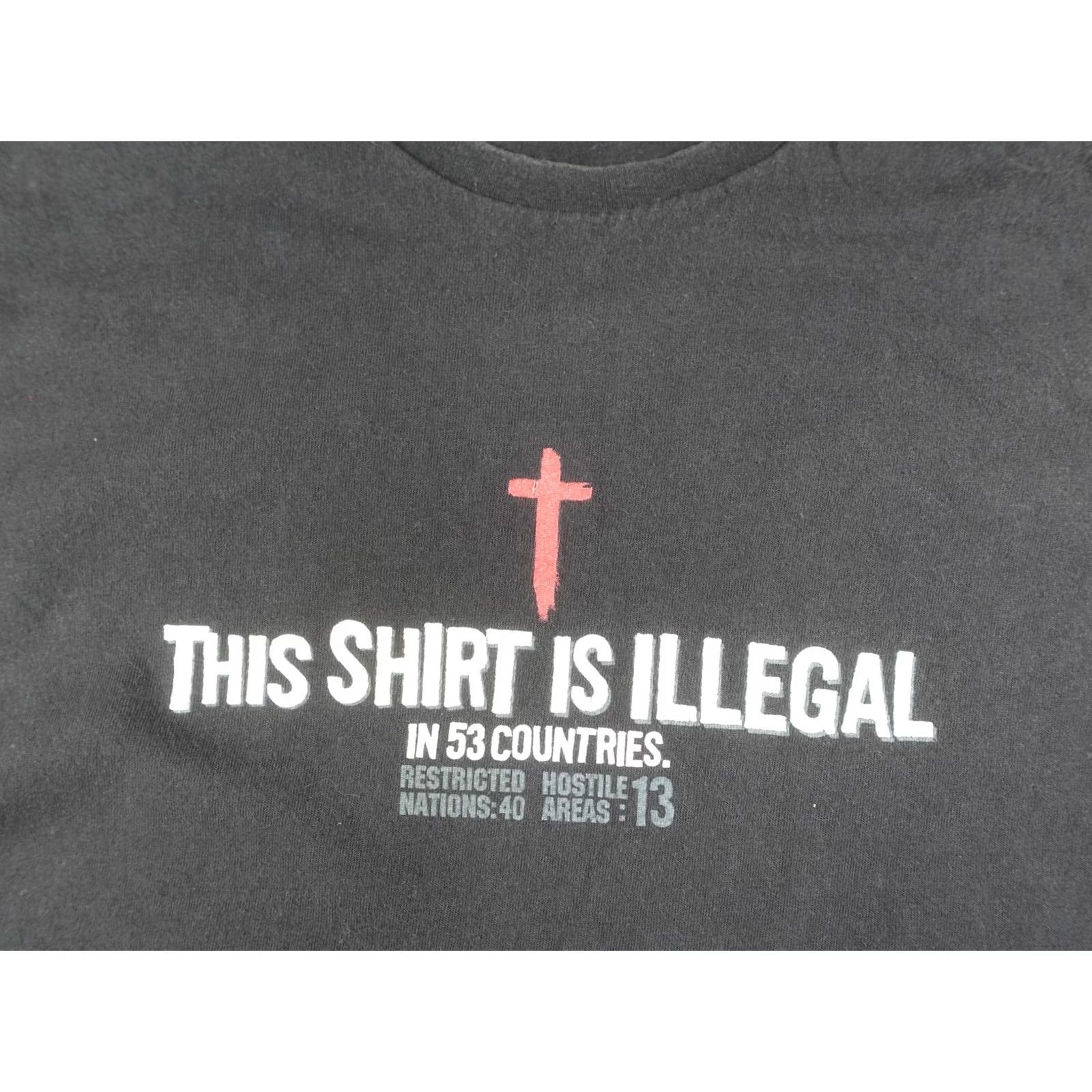 Fruit Of The Loom VINTAGE This Shirt Is Illegal Christian Shirt Mens XL Black Jesus Cross Romans 1:16 Y2K Size US XL / EU 56 / 4 - 2 Thumbnail