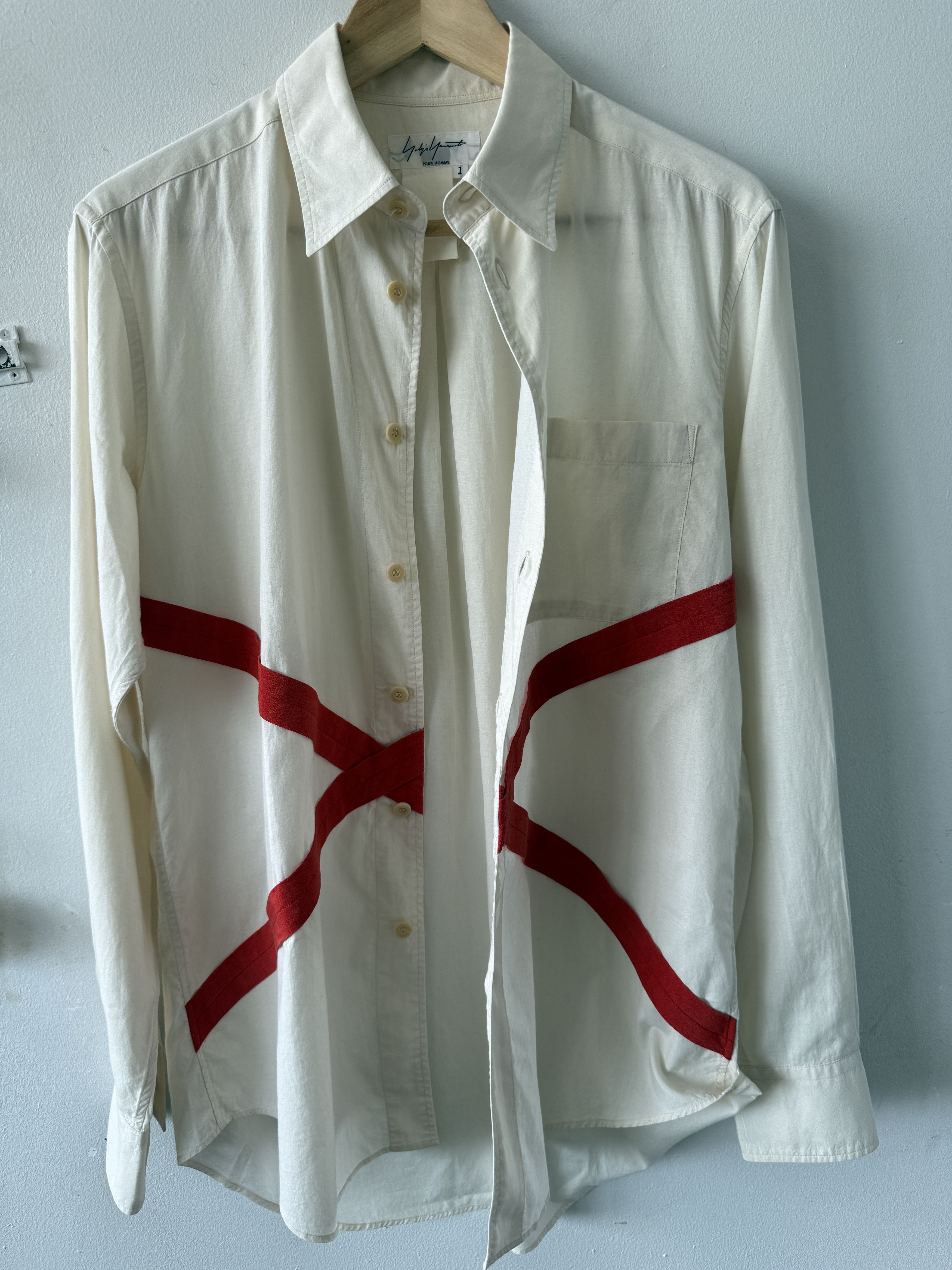 Yohji Yamamoto SS08 Runway Look 1 Red "X" Button Up Shirt Size US S / EU 44-46 / 1 - 12 Thumbnail