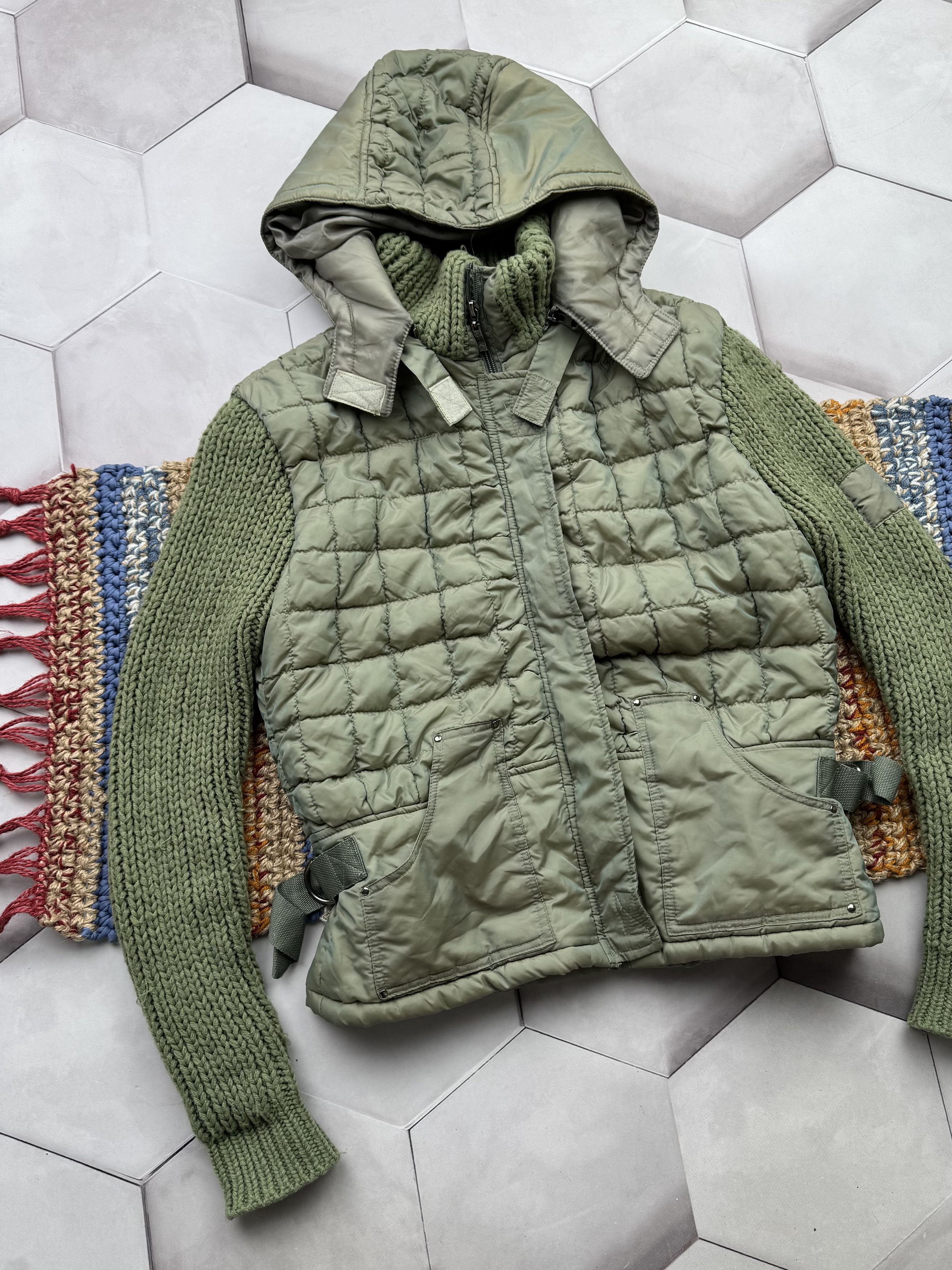 Japanese Brand Vintage Hooded Cropped Jacket With Knitted Sleeve Size M / US 6-8 / IT 42-44 - 2 Thumbnail