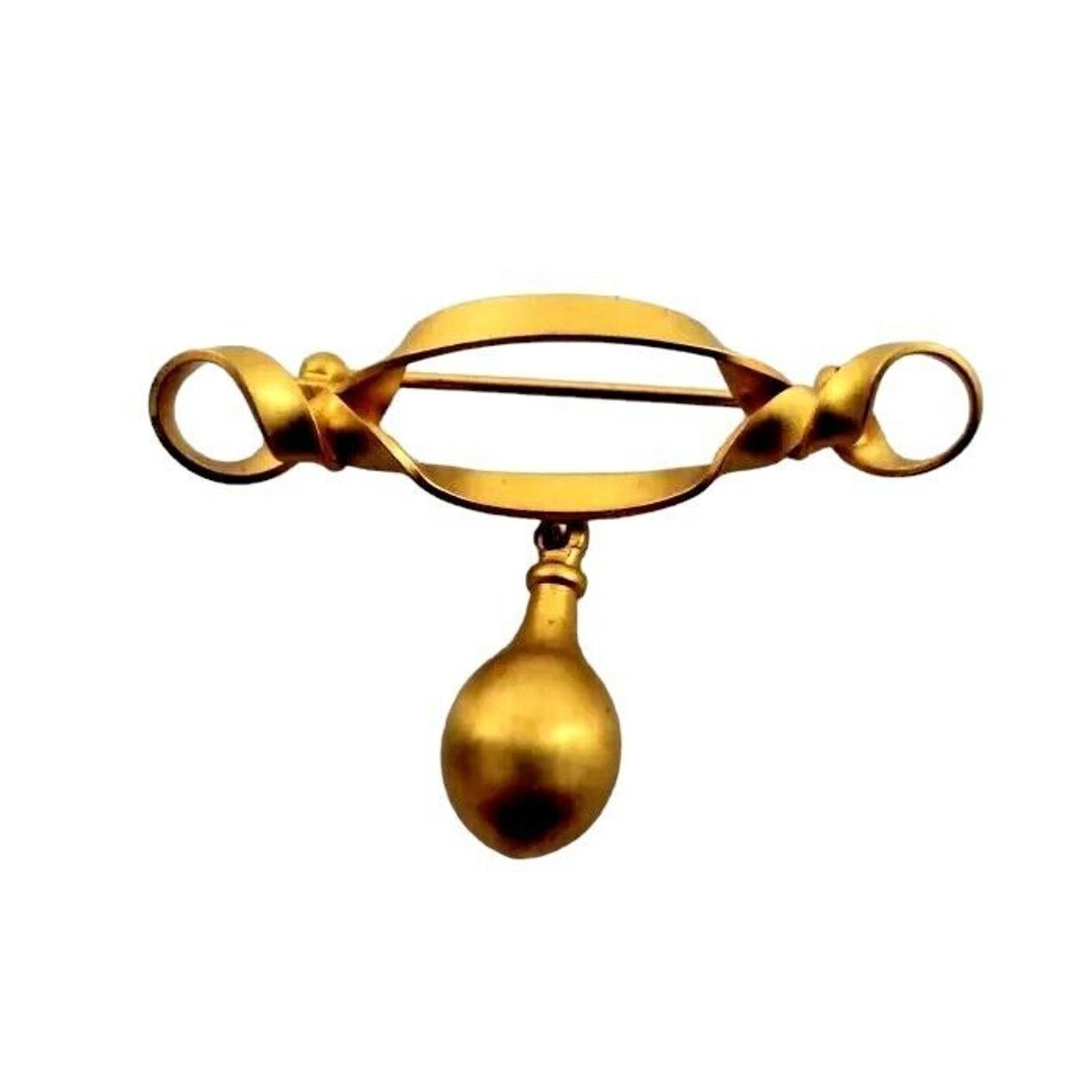 Other Elegant Brooch Pin • Brushed Gold Tone • Dangle • 1.5"X1.25 Size ONE SIZE - 1 Thumbnail