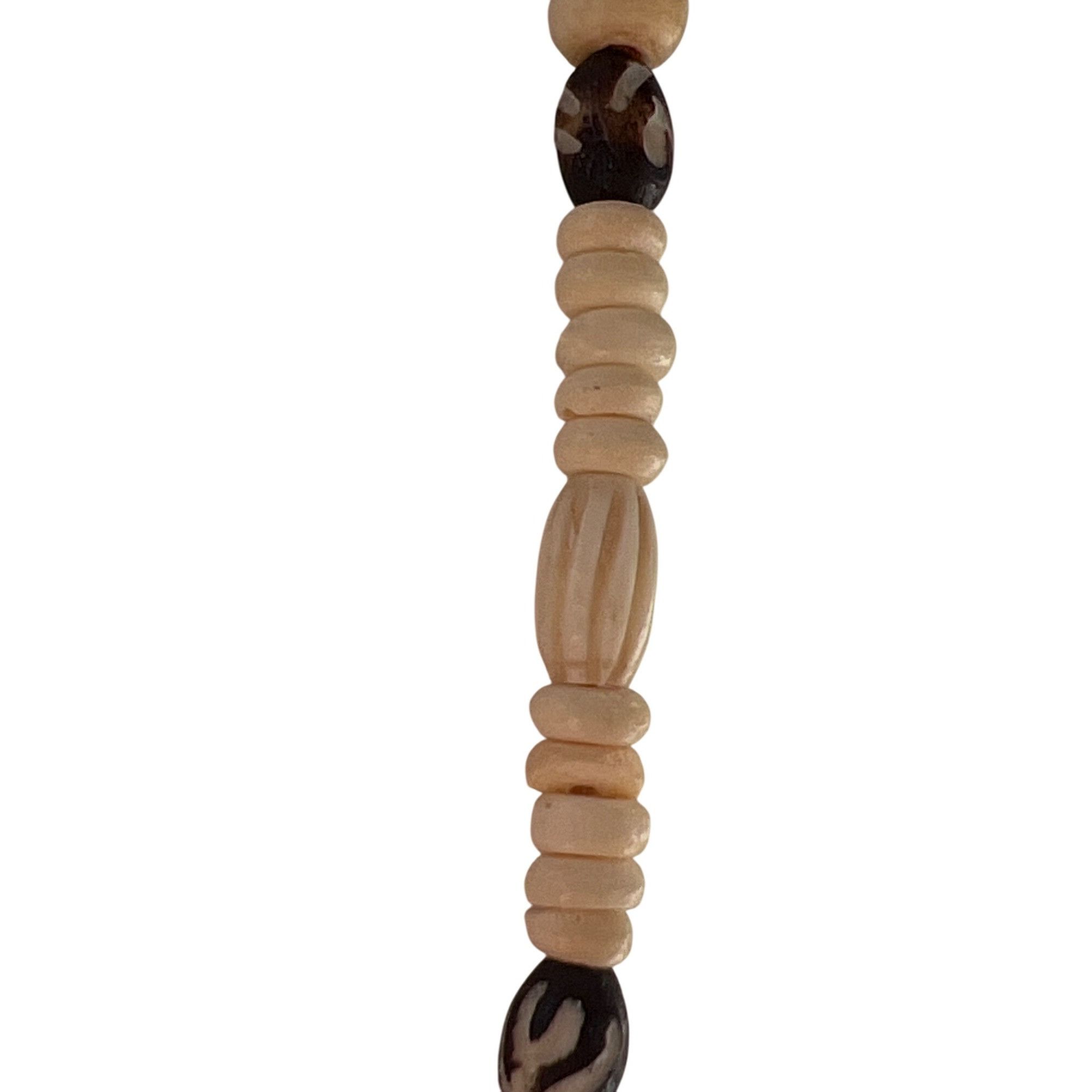 Other Vintage Carved Bead Necklace Wood Acrylic Tribal Silver Tone Size ONE SIZE - 3 Thumbnail