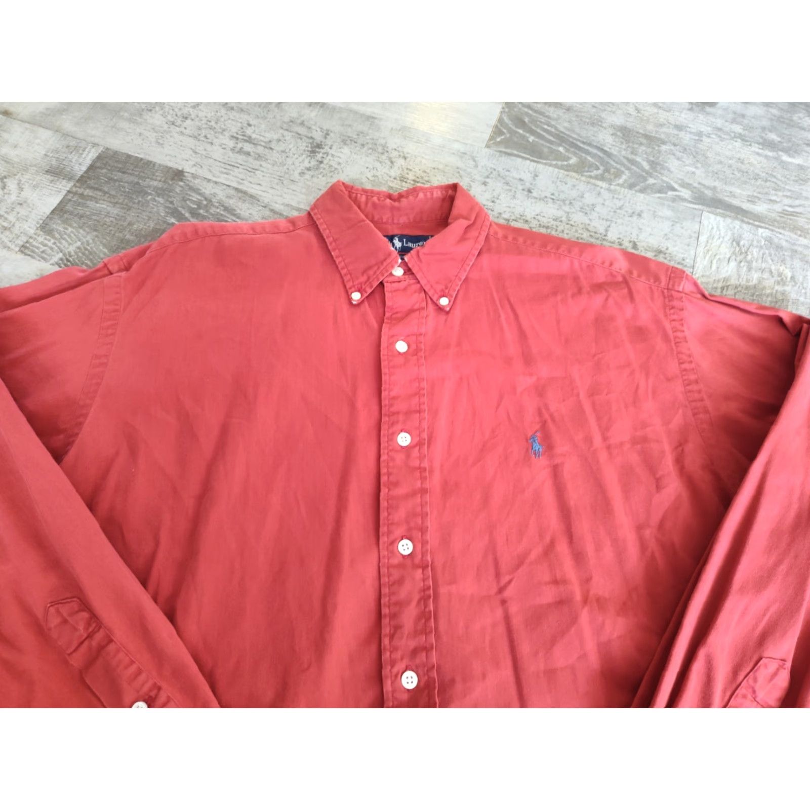 Polo Ralph Lauren VINTAGE Polo Ralph Lauren Men's Button-Down Shirt 100% Cotton Red Collared Long Sleeve Retro 90s Classic Size L Size US L / EU 52-54 / 3 - 4 Thumbnail