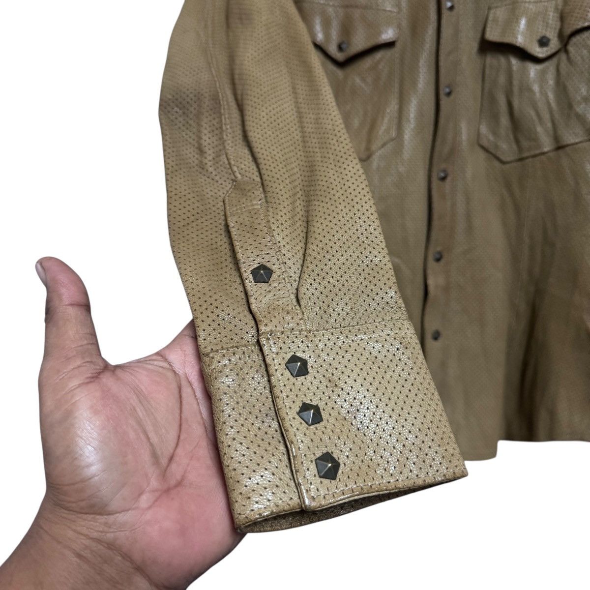 Isamu Katayama Backlash Isamu Katayama Backlash Perforated Leather Western Shirt Size US S / EU 44-46 / 1 - 8 Thumbnail