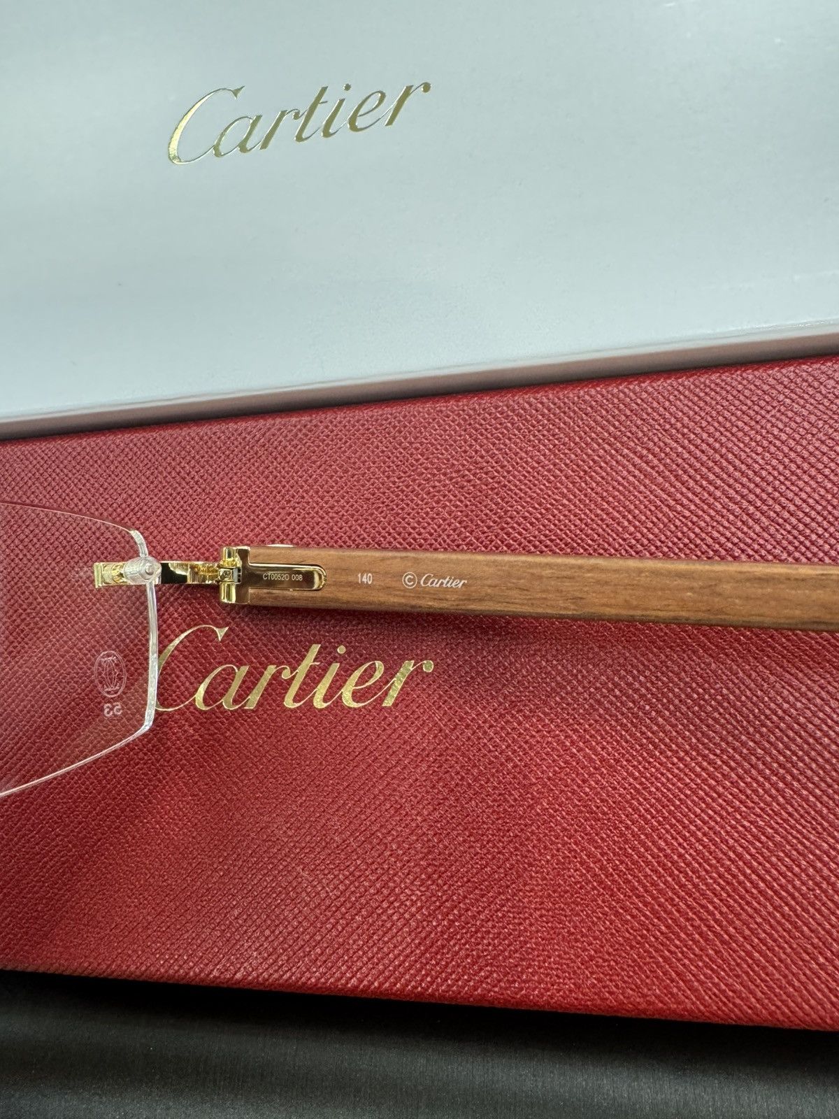 Cartier Cartier Gold Brown Wood Frames Eyeglasses Glassee Size ONE SIZE - 3 Thumbnail