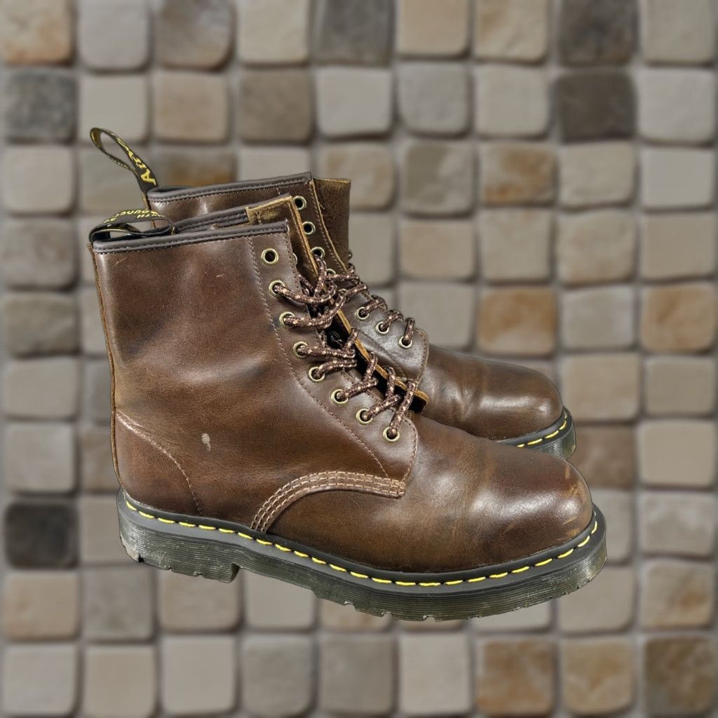 Martens 1460 Work Boots Mens Size 10 Slip Resistant Brown Leather