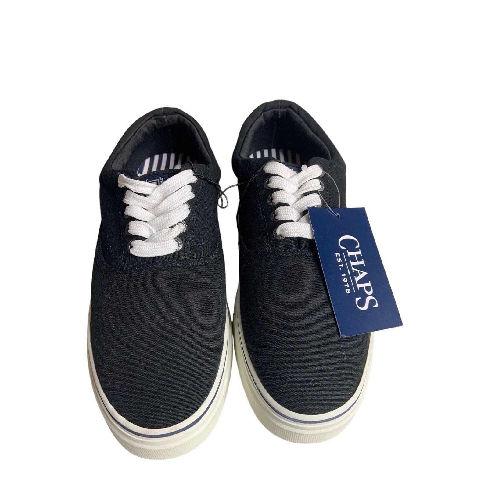 Chaps Chap's Men's Sz 7.5 Canvas Lace-up Fashion Sneaker Black NEW Size US 7 / EU 40 - 1 Thumbnail