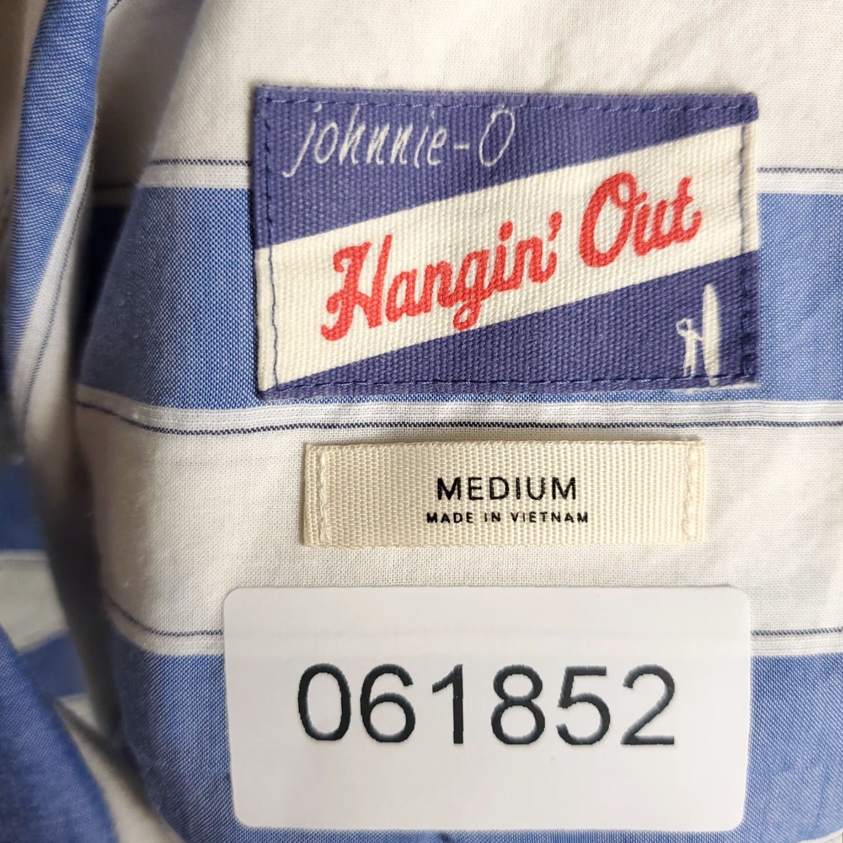 johnnie-O johnnie-O Shirt Adult Medium Blue White Striped Camp Collar Button Up Mens Size US M / EU 48-50 / 2 - 7 Thumbnail