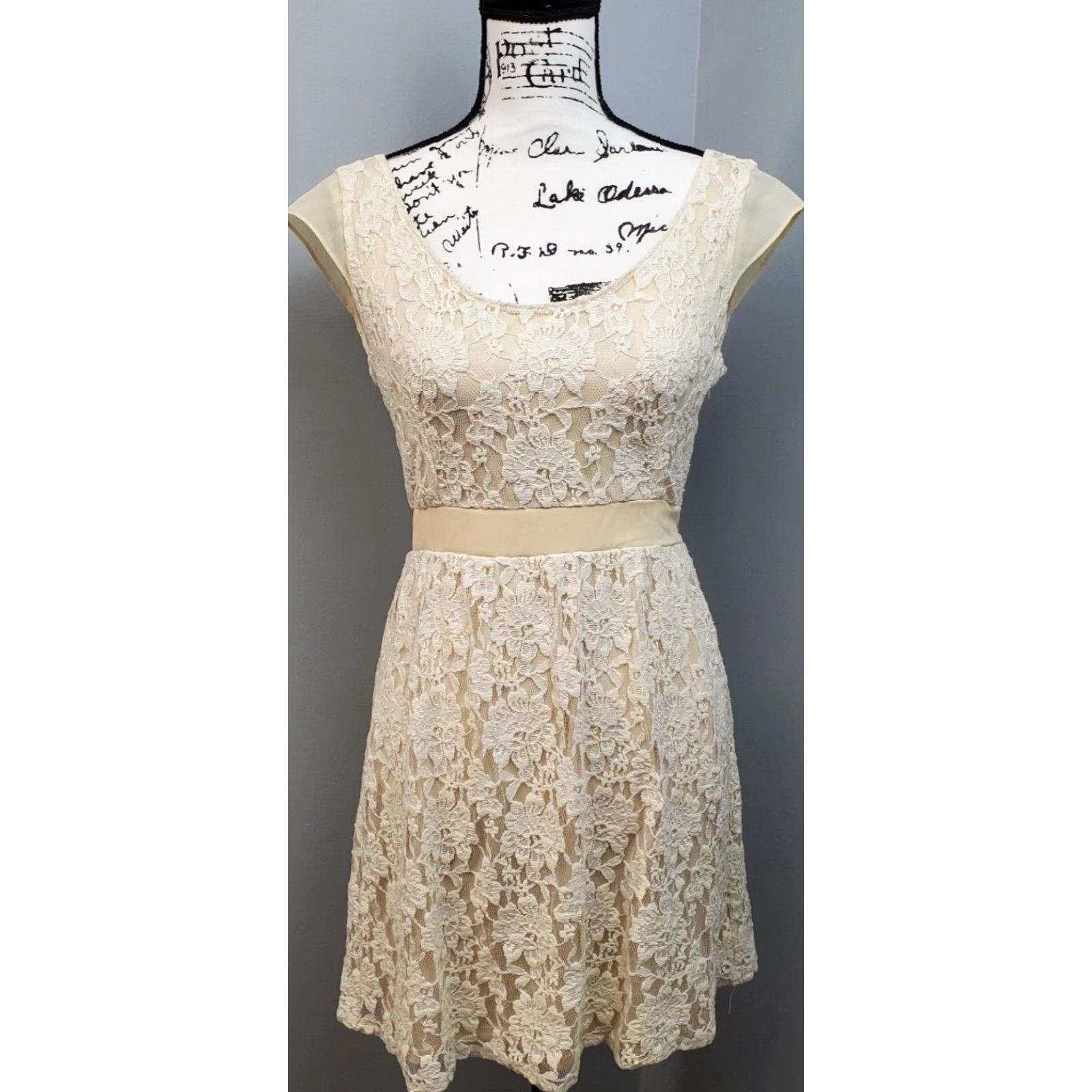 lace dress xs Women's Louvre Pencil Long Sleeved Lace Midi Dress XS/S/M/L White MEAN BLVD M / White main image 0