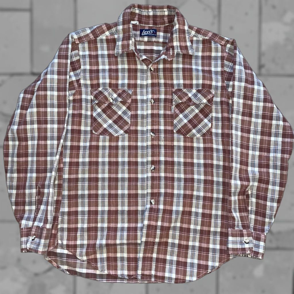 Levi's VINTAGE Levi's Red Plaid Button-Up Shirt Cotton Blend Mens L Size US L / EU 52-54 / 3 - 1 Thumbnail