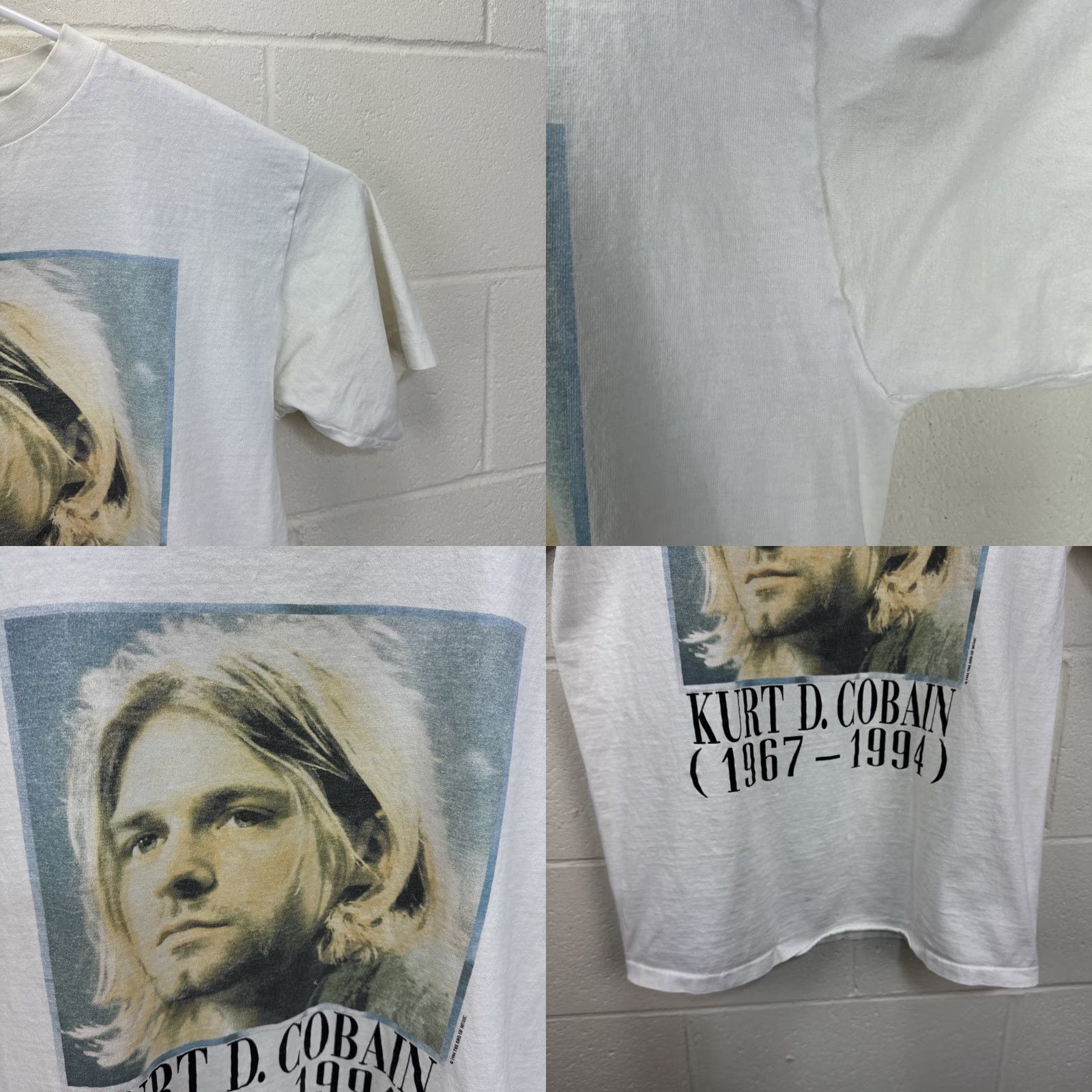 Vintage VINTAGE Nirvana T Shirt Giant by Tultex 1990s Memorial Kurt Cobain Graphic Print White Large Mens Short Sleeve Crew Neck 90s Rock Mem... Size US L / EU 52-54 / 3 - 8 Thumbnail