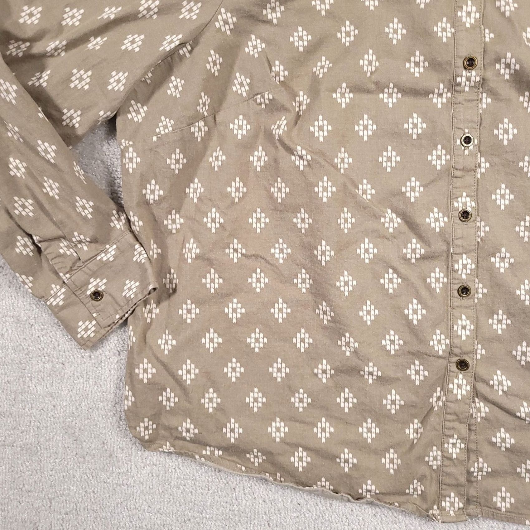 Denim & Co. Denim & Co. Shirt Women's Plus 2X Green Long Sleeve Geometric Print Button Up Size XXL / US 16-18 / IT 52-54 - 4 Thumbnail