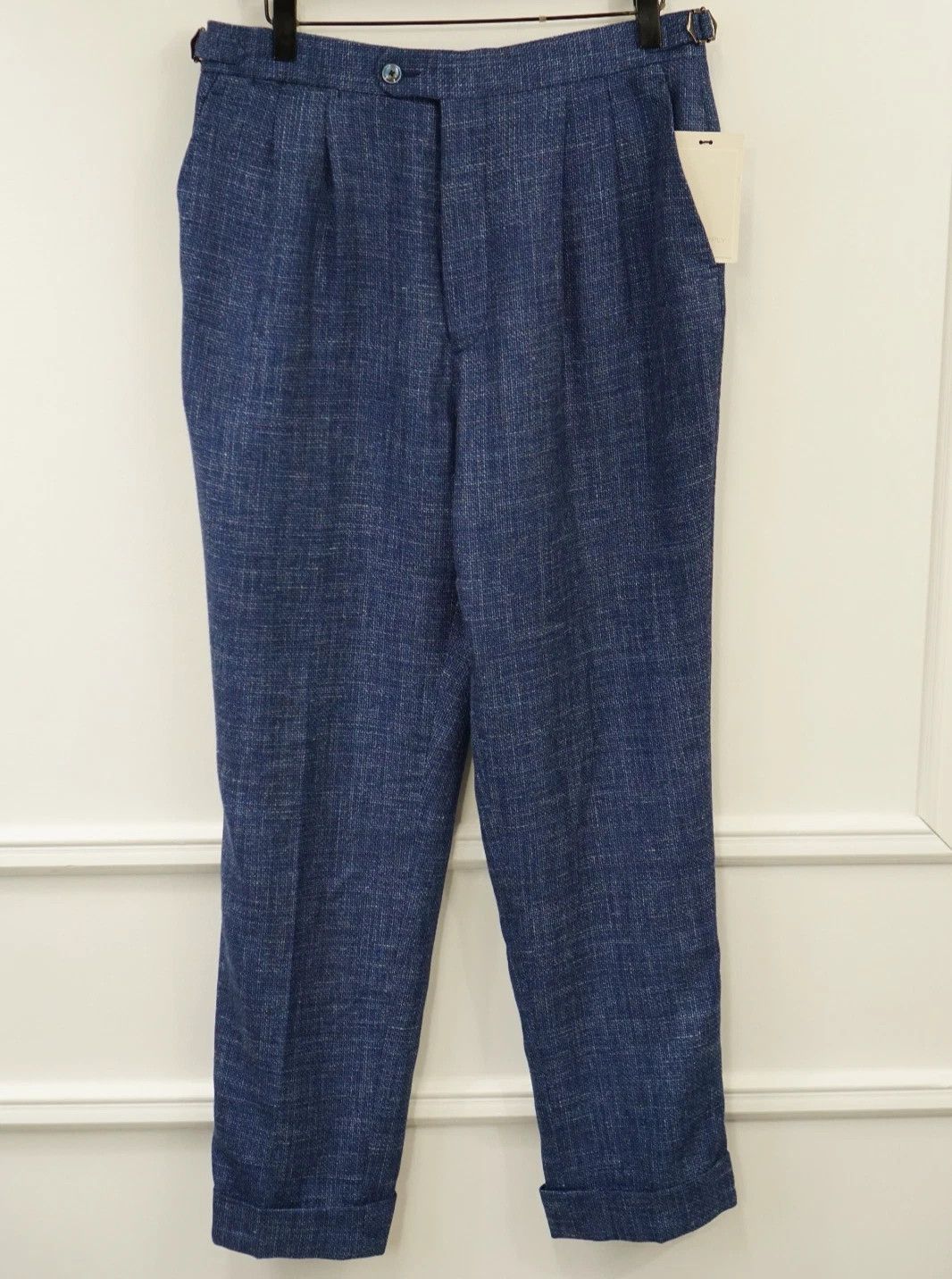 Suitsupply Men Suitsupply Pants Trousers Wool Silk Blue Ethomas US40L Size 40L - 1 Thumbnail