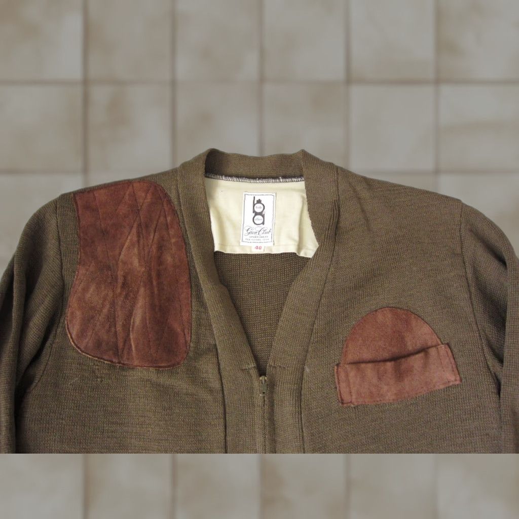 Vintage VINTAGE Bob Allen Sweater Mens 40 Green Wool Full Zip Up 60s 50s Full Zip Crew Neck Knit Wool Solid Preppy Mens Green Wool Sweater Size US L / EU 52-54 / 3 - 1 Thumbnail