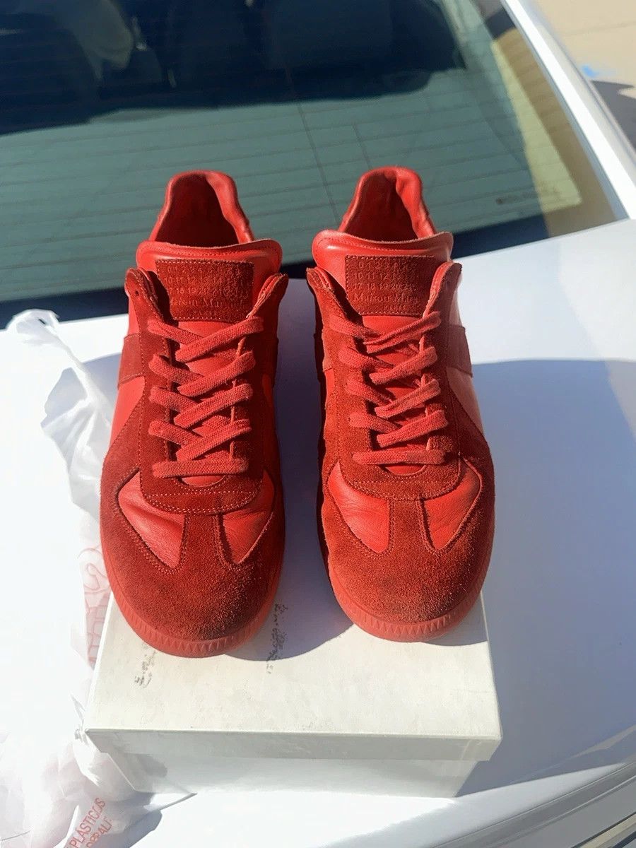 Maison Margiela Maison Margiela GAT Replica Red 12 45 Leather Low Tops Size US 12 / EU 45 - 2 Thumbnail