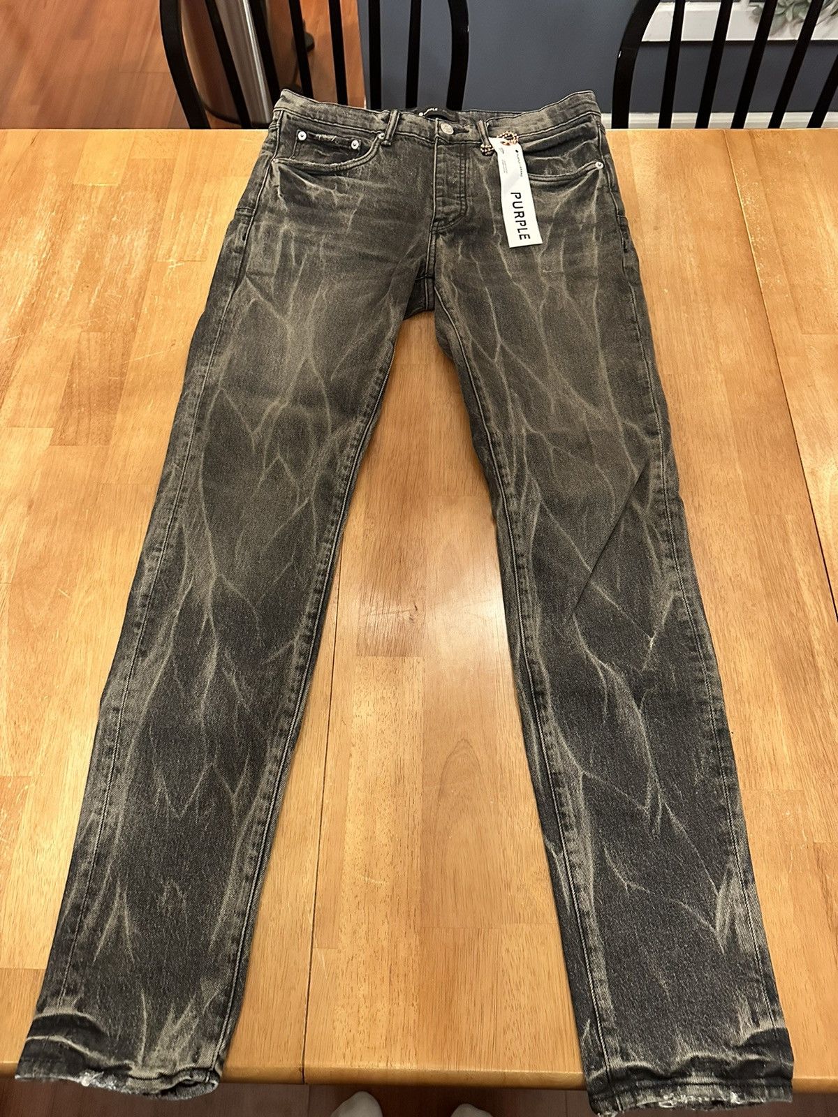 Purple Brand Purple Brand P001 Washed Black Tie Acid Jean Size US 32 / EU 48 - 1 Thumbnail