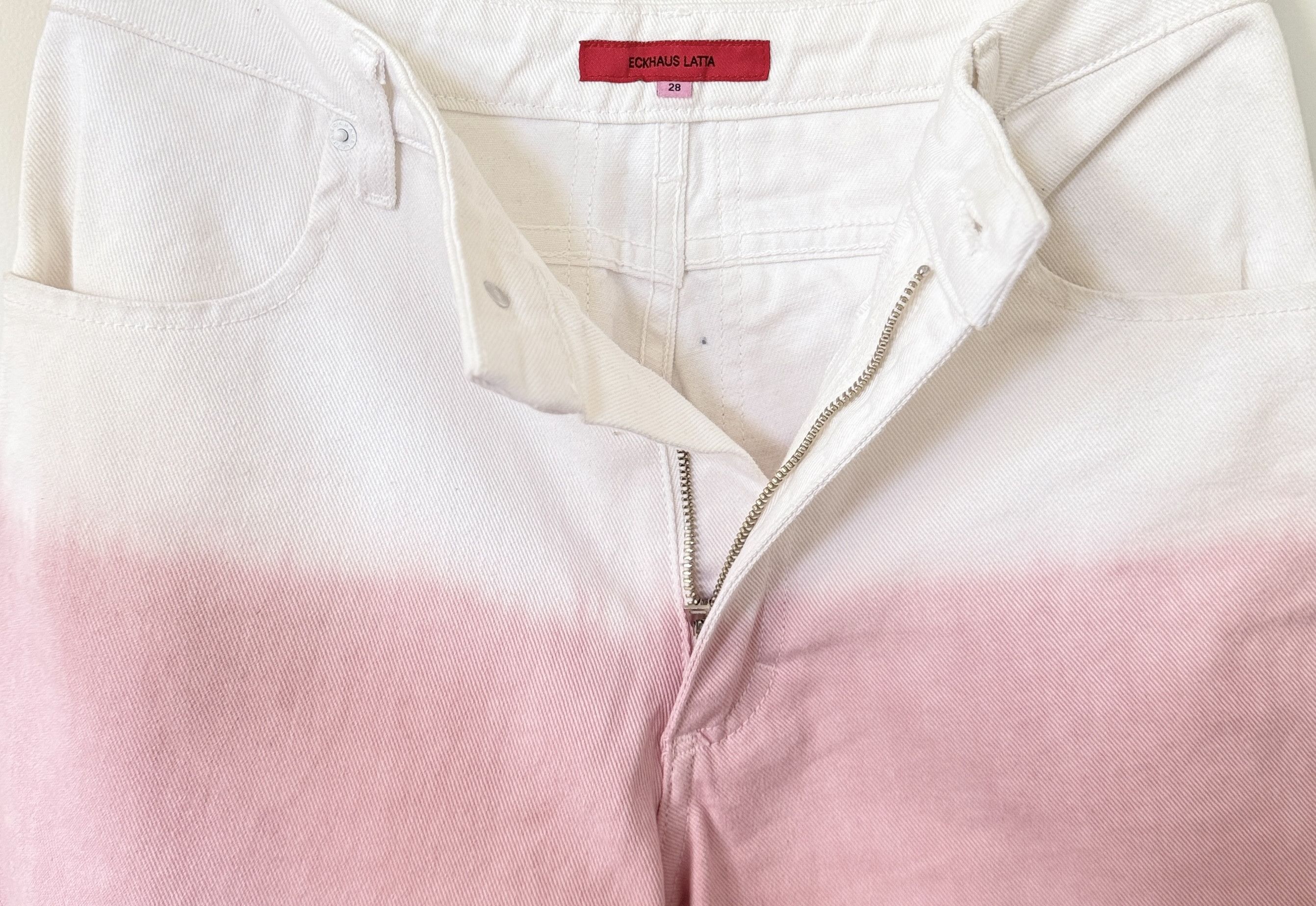 Eckhaus Latta Mid-Rise Wide Leg White/Pink Ombre Jean Size 28" / US 6 / IT 42 - 2 Thumbnail