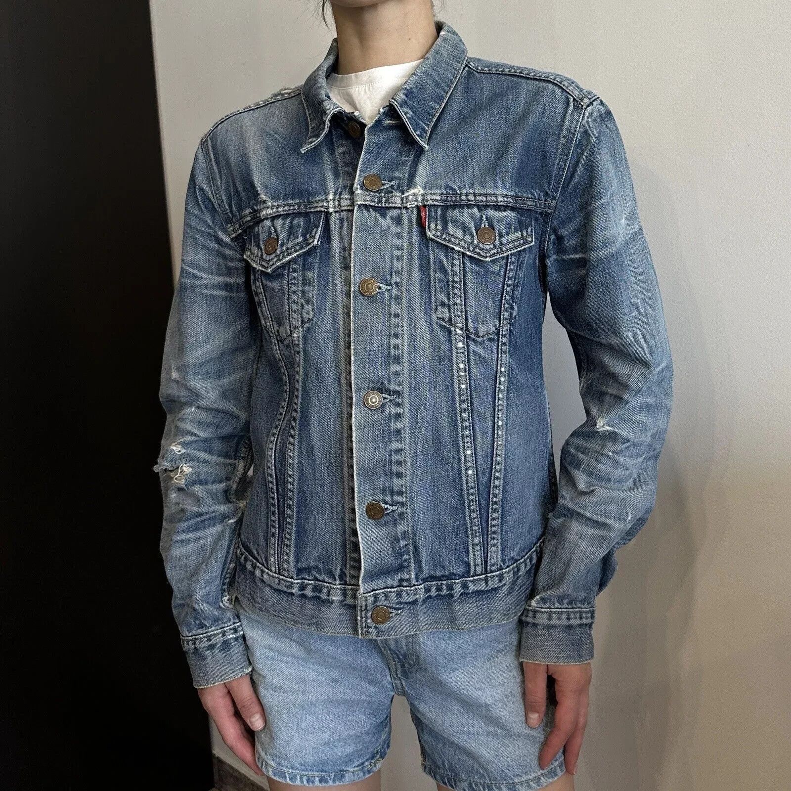 Levi's LEVIS VINTAGE JACKET COAT DENIM WOMENS Washing Distressed Size M / US 6-8 / IT 42-44 - 4 Thumbnail