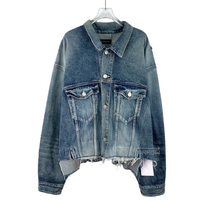 Balenciaga Balenciaga Blue Washed Aged Cotton Collar Single Breasted Size US L / EU 52-54 / 3 - 1 Thumbnail